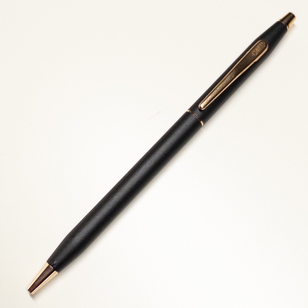 Cross Ballpoint Pen Matte Black Gold Tone Classic Century Slim Made In USA